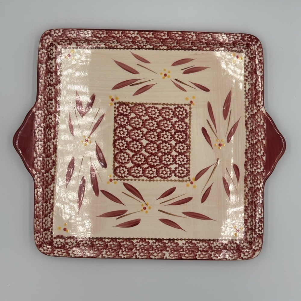 Temp-Tations OLD WORLD Cranberry Red Serving/Baking Tray Platter
